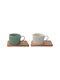 Easy-Life Set de căni Maro din Porțelan Gri 250ml 2buc