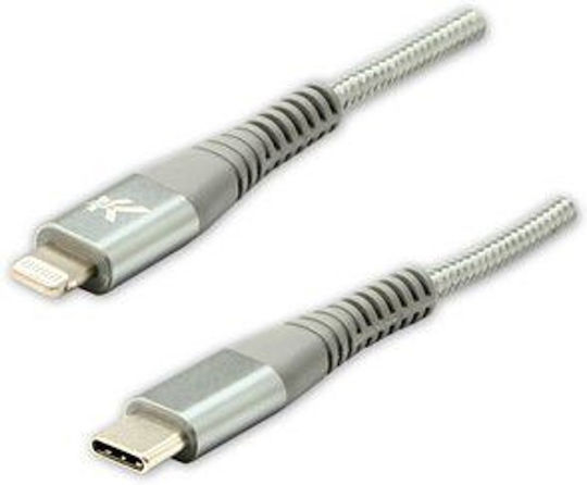 Logo Collection Плетена USB-C към Lightning кабел Сив 1м