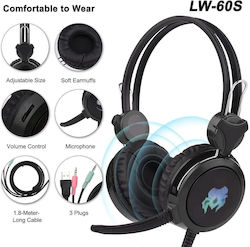 Leewello Über Ohr Multimedia-Headsets mit Mikrofon und Verbindung 3,5 mm Klinke in Schwarz Farbe 106004