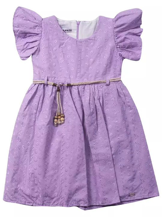 Evita Kids Dress Short Sleeve Rose Purple