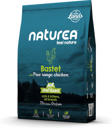 Naturea Bastet Суха Храна без Зърнени за Кастрирани Котки с Пилешко 5.5кг