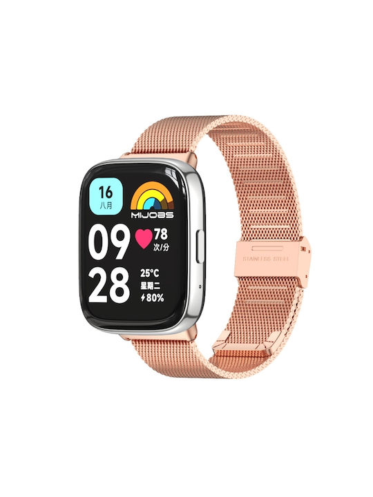 Mijobs Λουράκι Ανοξείδωτο Ατσάλι Ροζ Χρυσό (Redmi Watch 3)