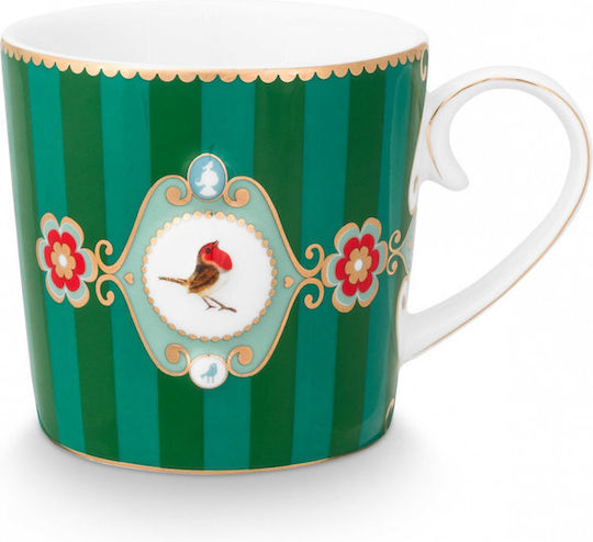 PiP Studio Love Birds Medallion Stripes Κούπα από Πορσελάνη Πράσινη 150ml