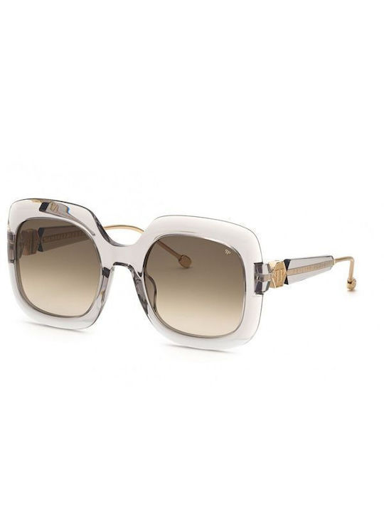 Phillip Plein Women's Sunglasses with Gray Plastic Frame and Brown Gradient Lens PP065S 03GU