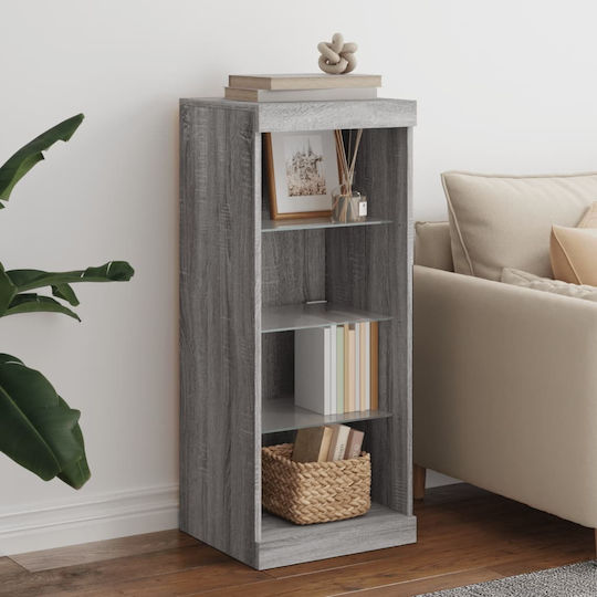 Wall Living Room Display Cabinet made of Particleboard with Glass & Lighting Grey 41x37x100cm