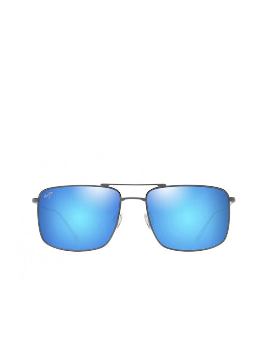 Maui Jim Aeko Sonnenbrillen mit Gray Rahmen und Blau Polarisiert Spiegel Linse 886-3