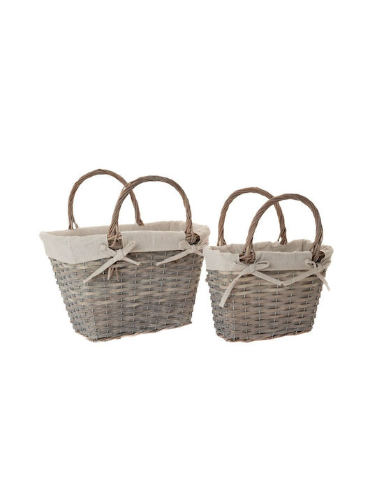 Decorative Basket Fabric with Handles Ecru Iliadis