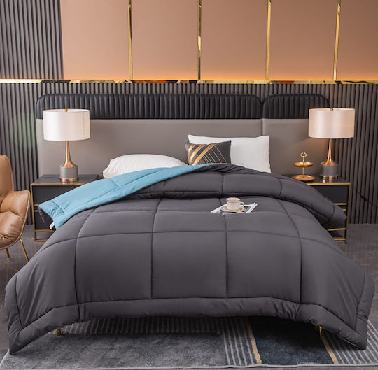 Homeone Bettdecke Einzelbett 160x220cm 1 + 1 Gratis Dark Grey - Turquoise