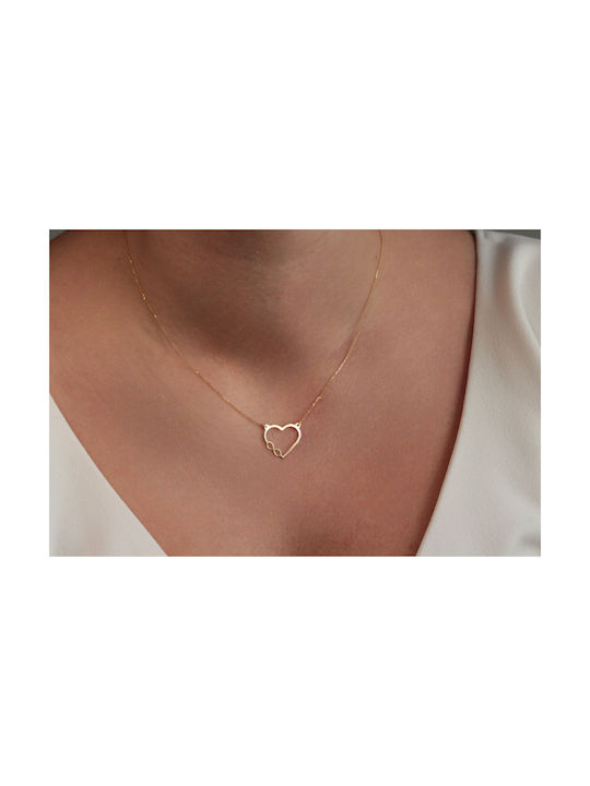 Ioannis Kosmima Necklace with design Heart from Gold 14K