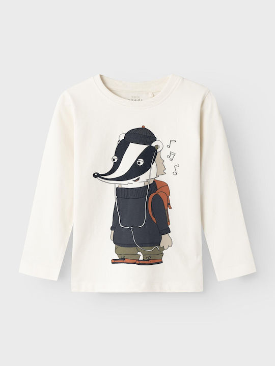Name It Детска блуза Off White Jet Stream Животно