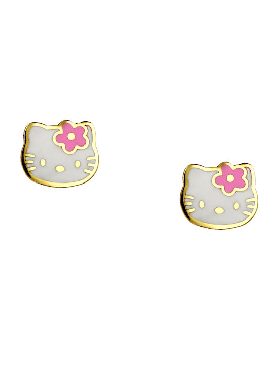 Hello Kitty Kids Earrings Studs made of Gold 9K