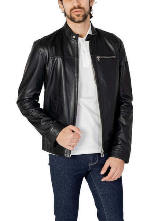 Peuterey Men's Winter Leather Jacket Black