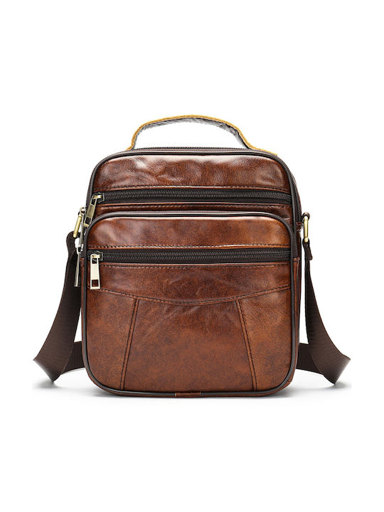 Leder Herrentasche Schulter / Crossbody Braun