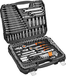 Neo Tools Set de chei tubulare și clichet 1\4" & 3\8" & 1\2" 156buc