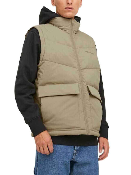 Jack & Jones Bodywarmer Αμάνικο Ανδρικό Μπουφάν Puffer Beige