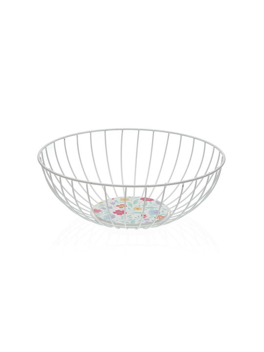 Versa Fruit Bowl Metallic White 28x10x28cm