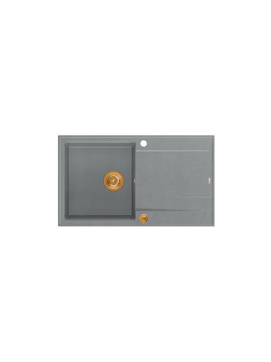GraniteQ Evan 111 Drop-In Spüle aus Verbundgranulat B86xT50cm Gray