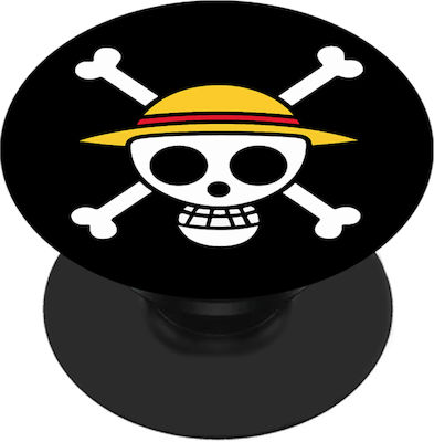 Pop Socket for Mobile Phone One Piece Skull Hat Black