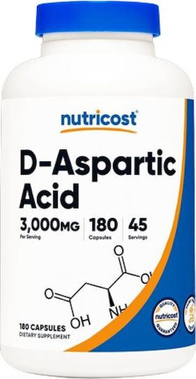 Nutricost D-Аспаргинова Киселина 3000мг 180 Капсули