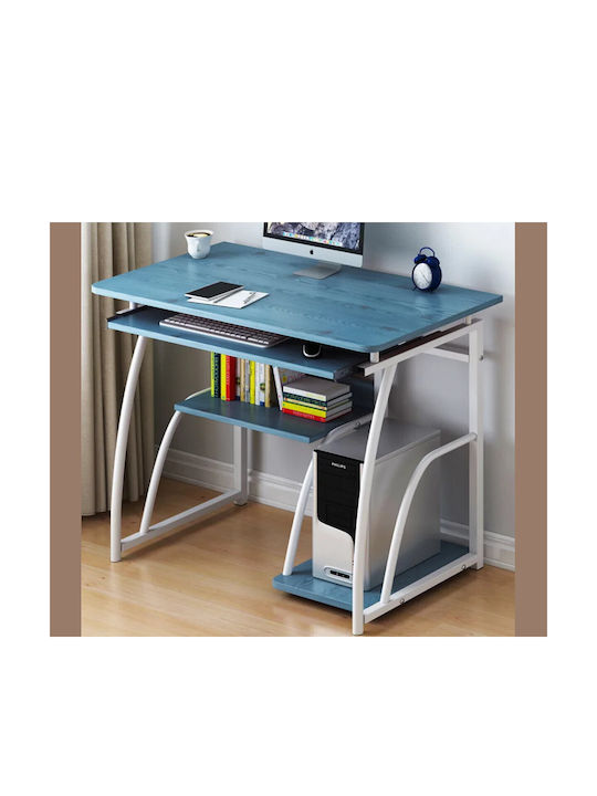 Birou de calculatoare Lemnos Albastru cu Picioare Metalice 70x45x75cm