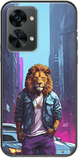 Street Animals Lion Back Cover Σιλικόνης Πολύχρωμο (OnePlus Nord 2T)