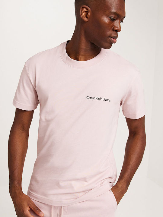 Calvin Klein Institutional Ανδρικό T-shirt Κοντομάνικο Ροζ