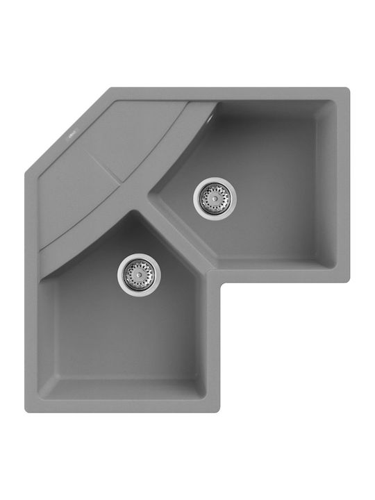 Elleci Unico LMUCOR73 Drop-In Spüle Ecke aus Verbundgranulat B83xT83cm