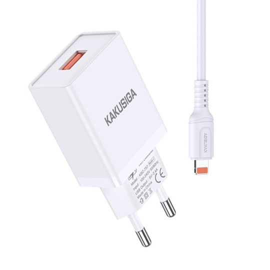 Kakusiga Încărcător cu Port USB-A și Cablu USB-C Albς (KSC-931/WHITE/TC)