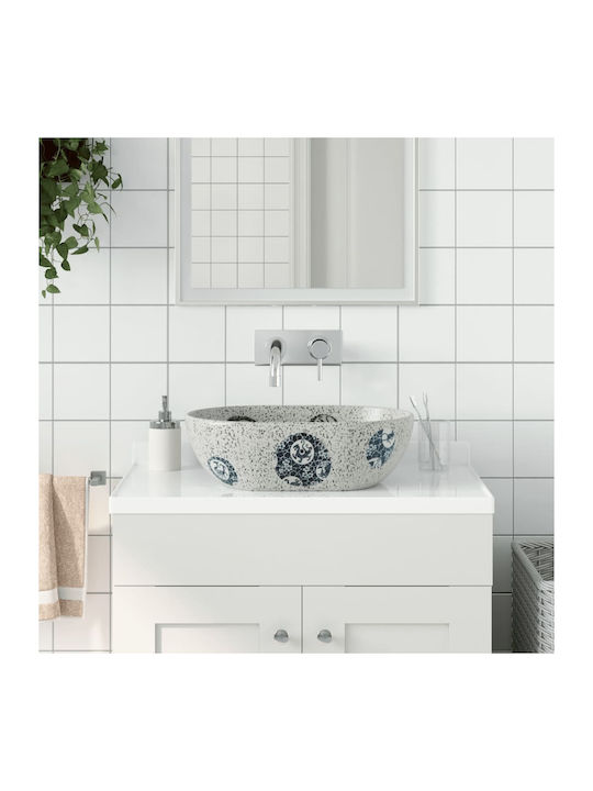 vidaXL Vessel Sink Ceramic 47x33x13cm Grey and blue