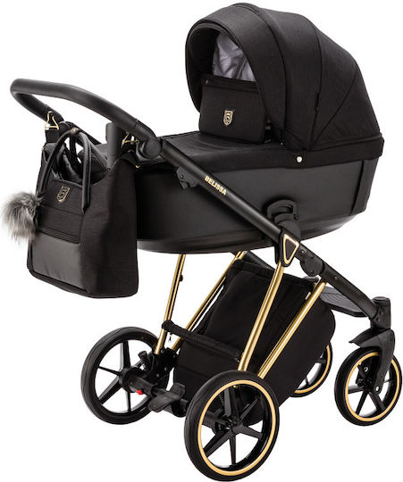 Adamex Belissa Special Edition Verstellbar 2 in 1 Baby Kinderwagen Geeignet für Neugeborene Schwarz