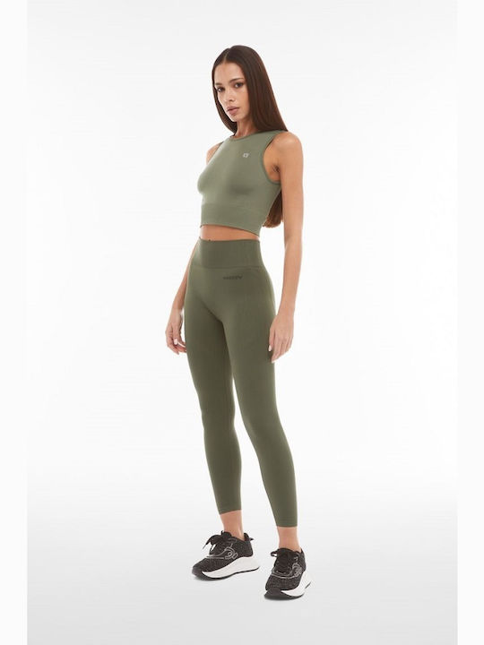 Freddy Damen Sportliches Crop Top Ärmellos Haki