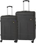 CAT Allisia Travel Suitcases Hard Black with 4 Wheels Set 2pcs 60/70