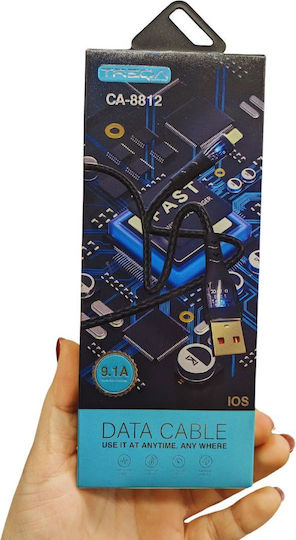 Treqa Braided USB-A to Lightning Cable Μαύρο 1m (CA-8812)