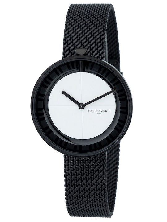 Pierre Cardin Marais Piano Women's Watch with Black Metal Bracelet