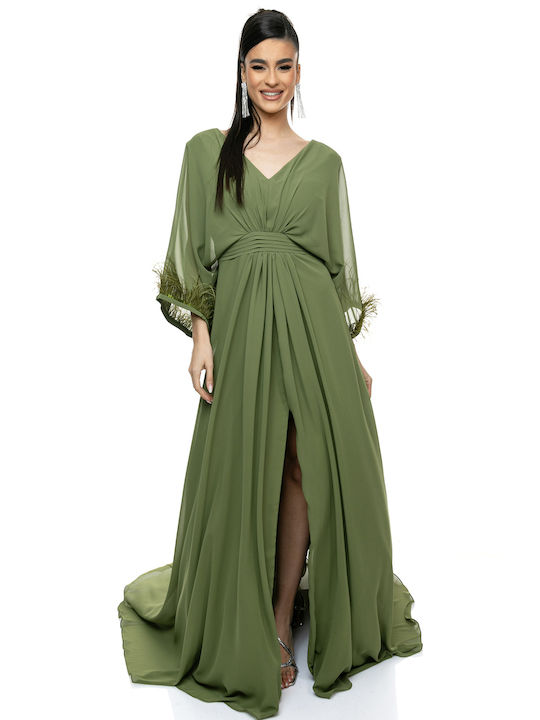 RichgirlBoudoir Sommer Maxi Abendkleid mit Schlitz Khaki