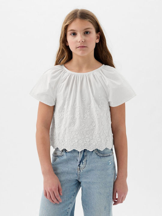 Kinder Einfarbig Hemd Kurzarm optic white