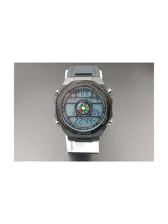 Digital Uhr Chronograph Batterie mit Schwarz Kautschukarmband