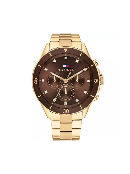 Tommy Hilfiger Uhr Batterie mit Gold Metallarmband