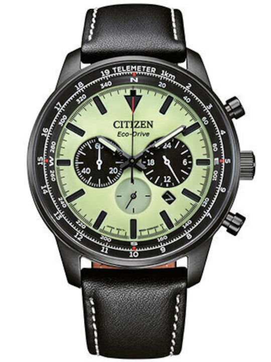 Citizen Men's Watch 44mm Chronograph Battery with Black Leather Strap