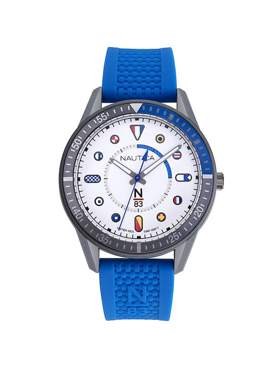 Nautica N83 Surf Park Watch Battery with Blue Rubber Strap