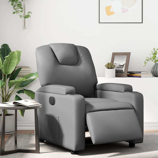 Πολυθρόνα Relax με Υποπόδιο από Δερματίνη Γκρι 74x88x97cm