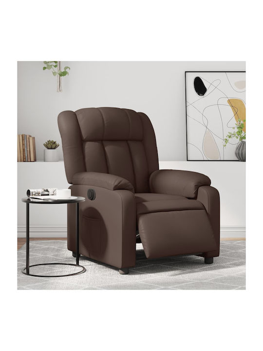 Πολυθρόνα Relax με Υποπόδιο από Δερματίνη Καφέ 78x92x98cm