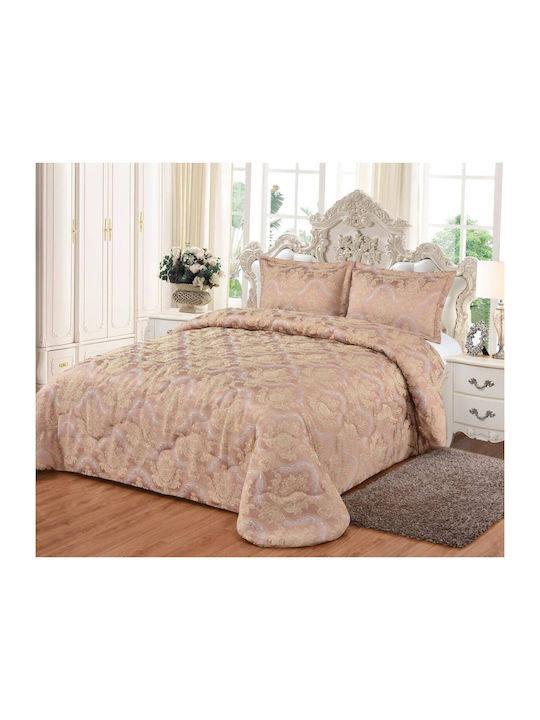 Liolios Home Set Duvet Cover Super King 240x250cm Jacquard Classico Pink 240 GSM