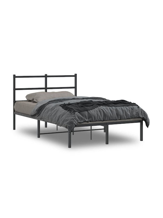 Semi-Double Metal Bed Black with Slats for Mattress 120x200cm