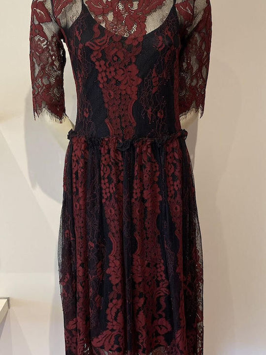 Liu Jo Midi Κομπινεζόν Φόρεμα Μπορντό