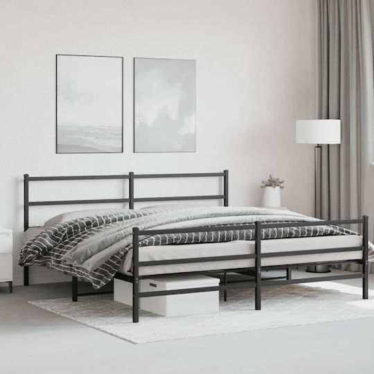King Size Metallbett Schwarz mit Lattenrost für Matratze 183x213cm