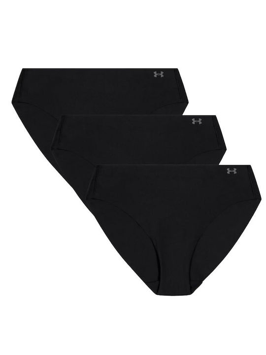 Under Armour Pure Stretch Βαμβακερά Γυναικεία Slip 3Pack χωρίς Ραφές Μαυρα