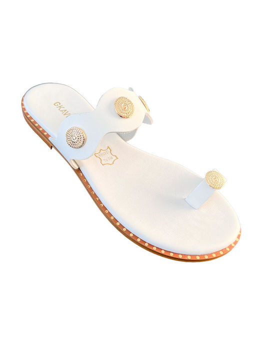 Gkavogiannis Sandals Δερμάτινα Γυναικεία Σανδάλια σε Λευκό Χρώμα