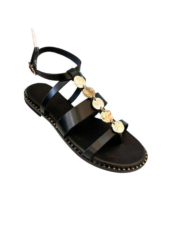 Gkavogiannis Sandals Handmade Leather Women's Sandals Black