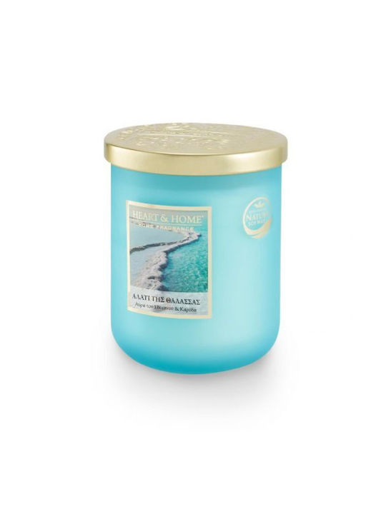 Heart & Home Scented Soy Candle Αλάτι Της Θάλασσας Jar Light Blue 320gr 1pcs